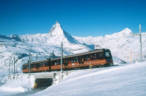 El tren cremallera al Gornergrat, en Suiza