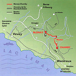 mapa de tren Blonay Chamby